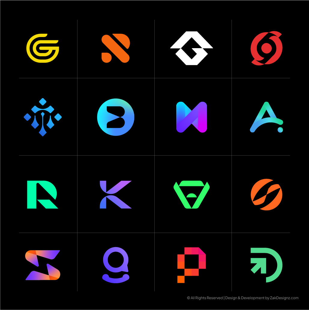 Modern minimalist logo design portfolio by ZakDesignz | 16 custom brand logos