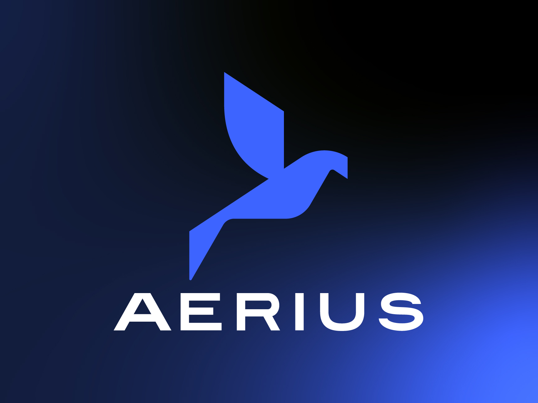 Aerius brand identity design logo on a navy background
