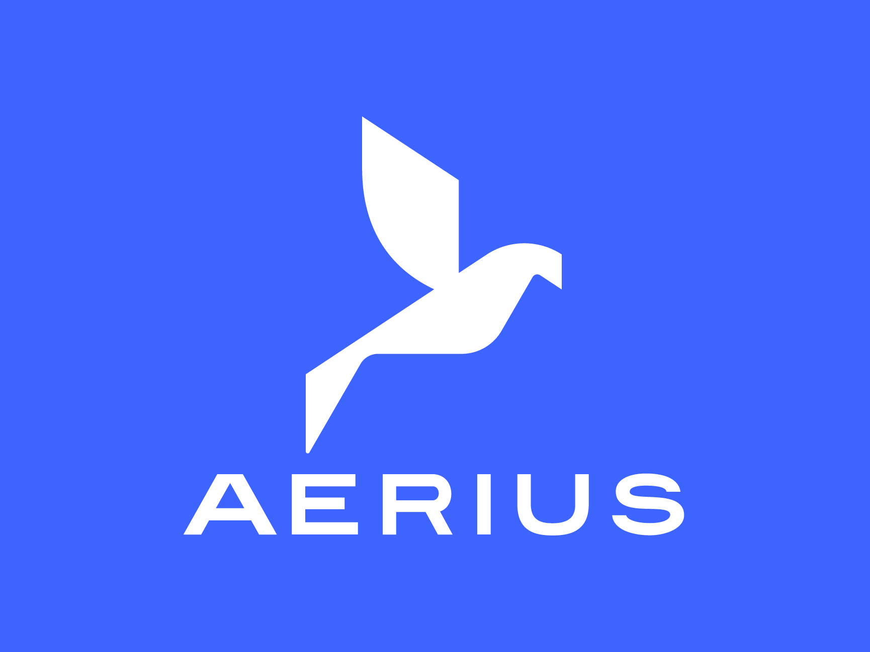Aerius brand identity design logo on a blue background