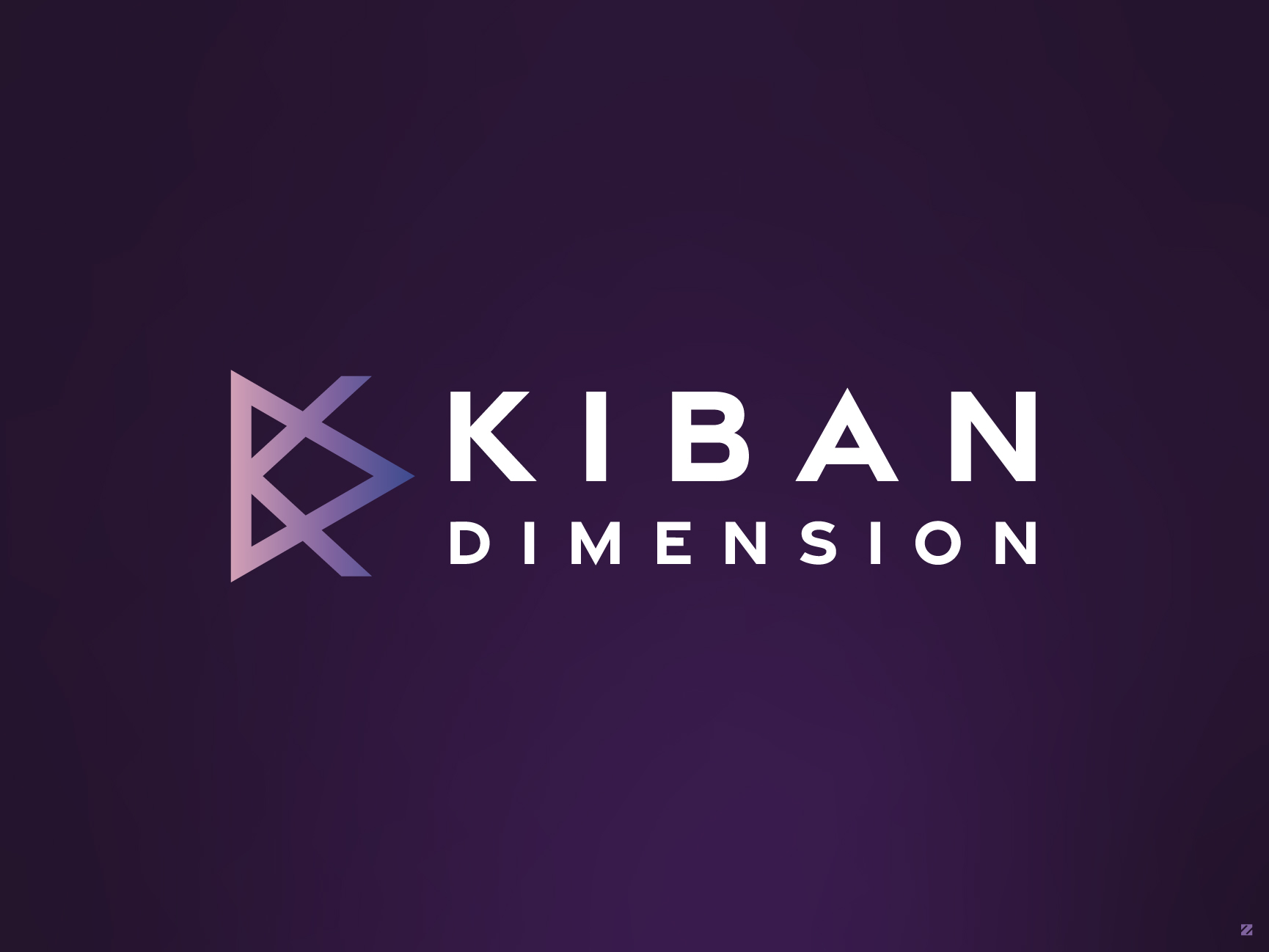 Kiban Dimension brand identity design logo on purple gradient background 2
