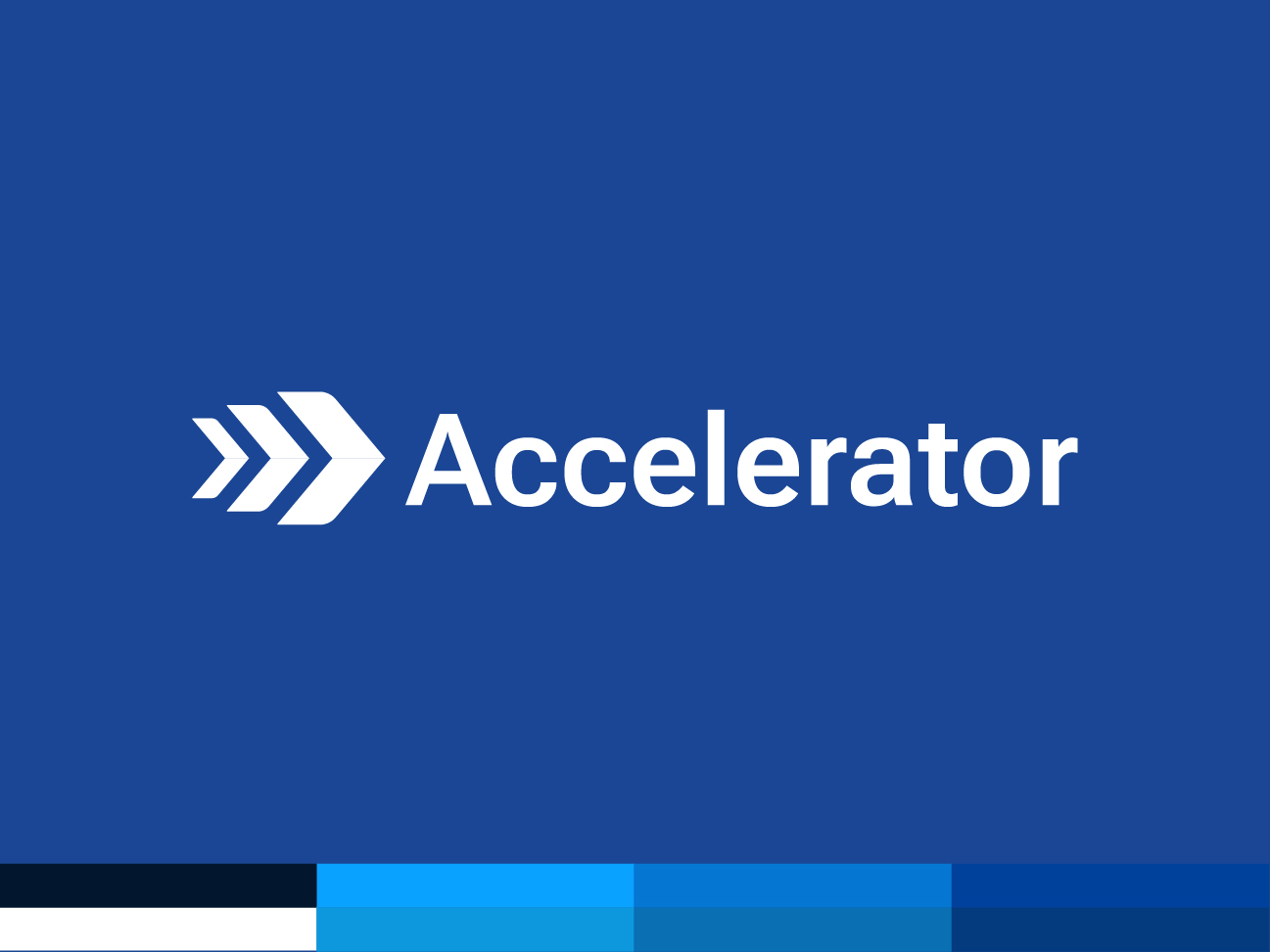 Accelerator Projects geometric arrow logo on blue background