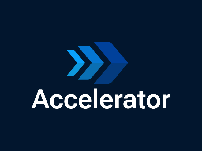 Accelerator brand logo with progressive lean wordmark by ZakDesignz