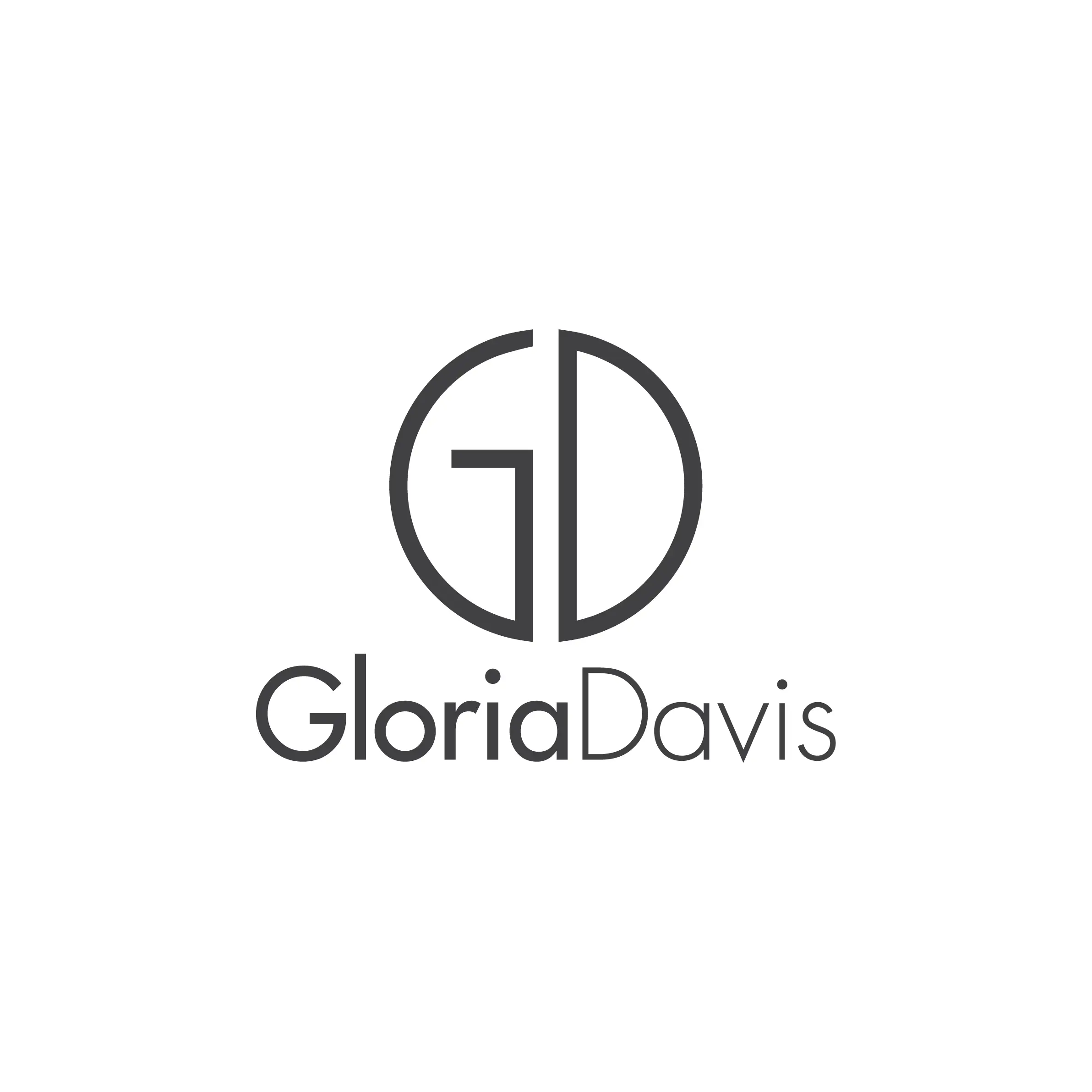 Gloria Davis modern minimalist luxury logo design for fashion beauty brand — circular GD monogram by ZakDesignz