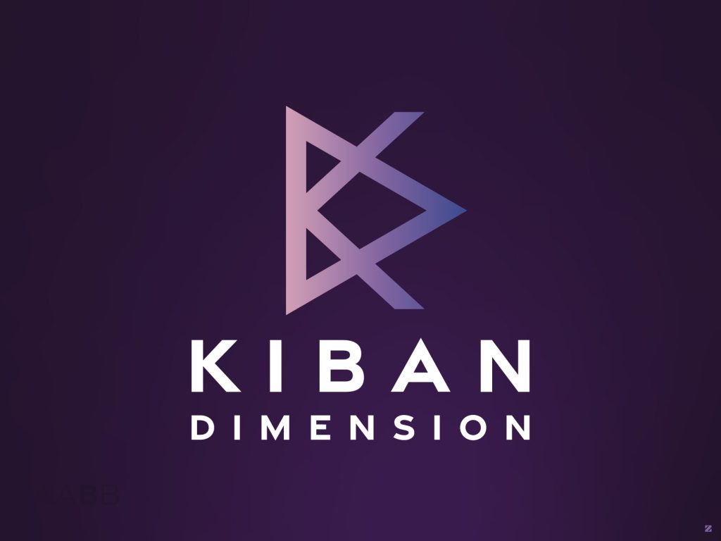 Kiban Dimension brand identity design logo on purple gradient background
