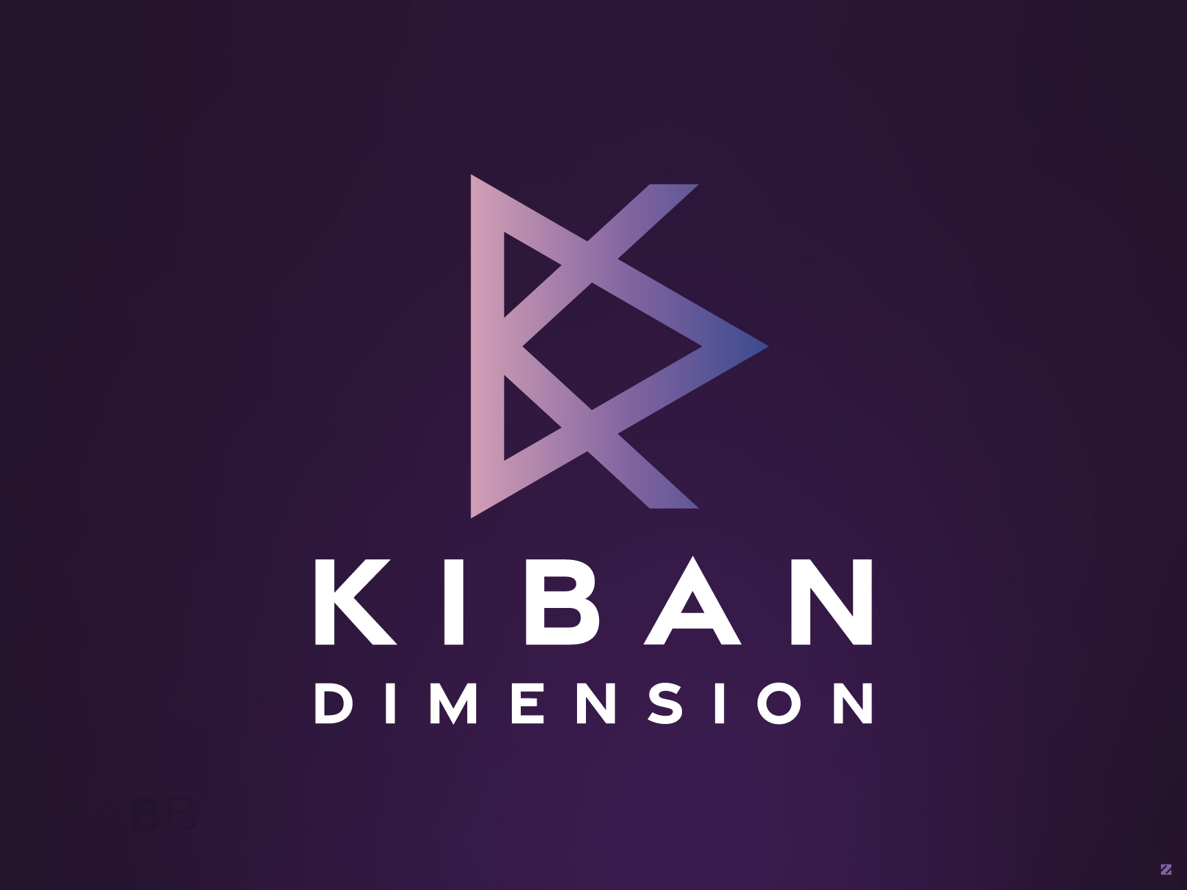 Kiban Dimension brand identity design logo on purple gradient background