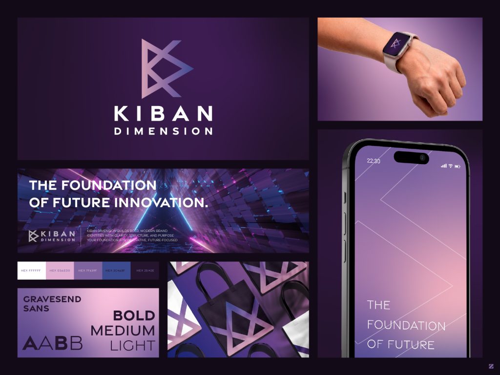 Kiban Dimension brand identity design card zakdesignz