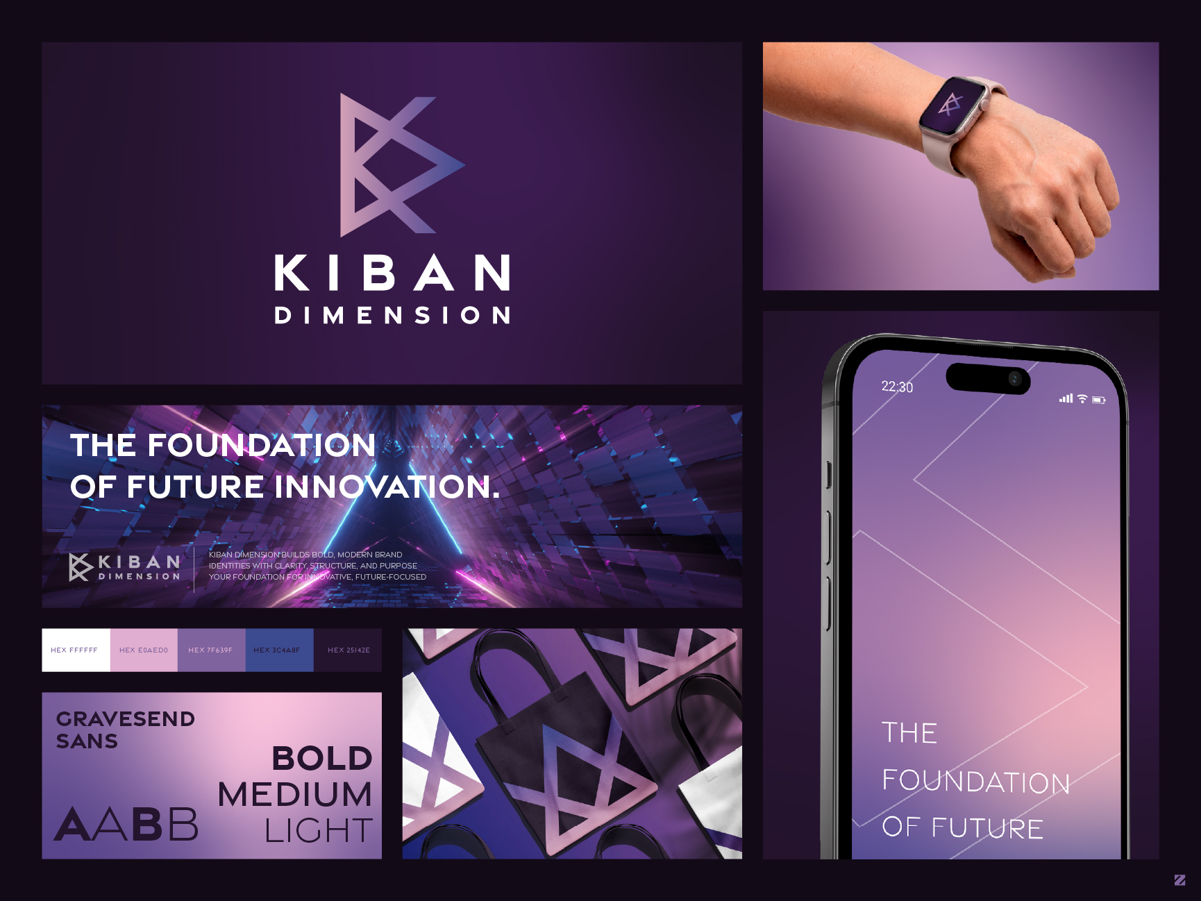 Kiban Dimension brand identity design card zakdesignz