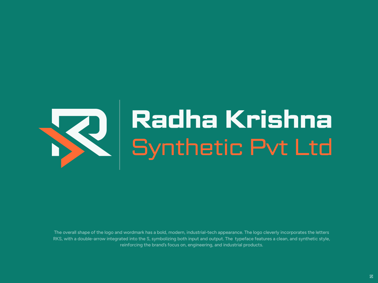 Radha Krishna Synthetic Pvt Ltd logo design showing RKS monogram with double-arrow symbol by ZakDesignz