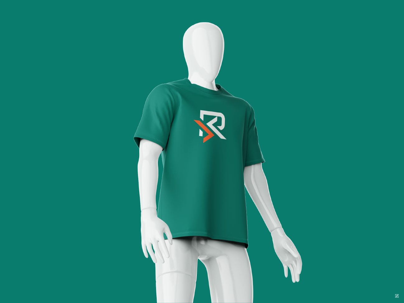 Radha Krishna Synthetic t-shirt apparel mockup on mannequin with RKS logo by ZakDesignz