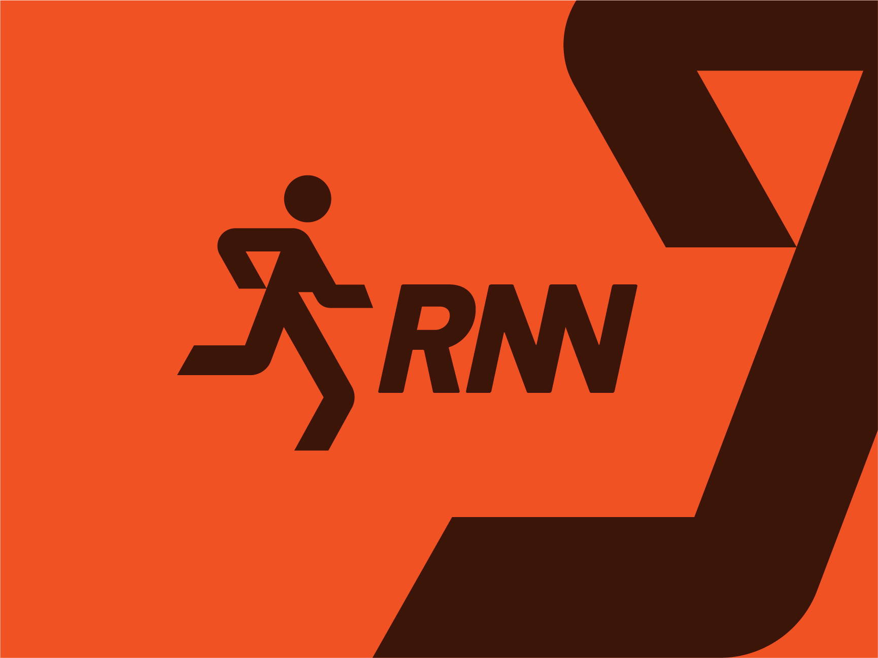 RNN brand identity design running man logo orange background