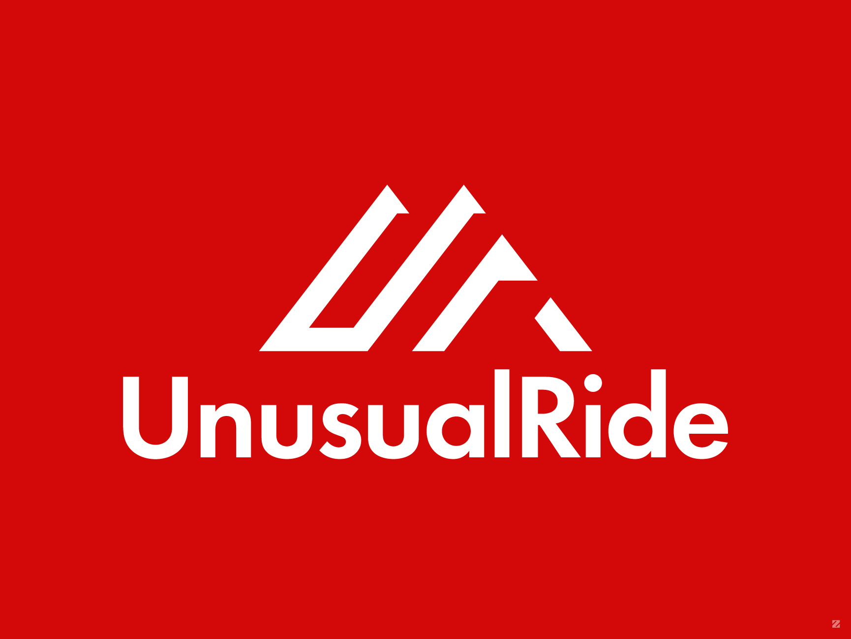 UnusualRide logo design featuring a red mountain-peak monogram mark