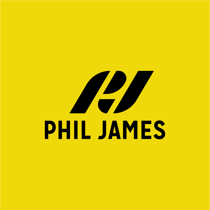 Phil James personal apparel brand logo design by ZakDesignz